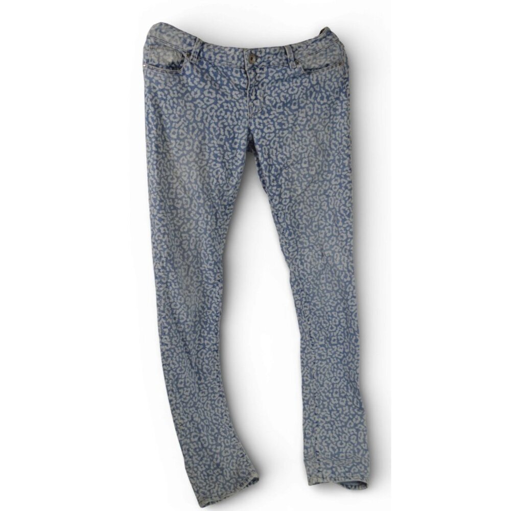 GUESS Starlet Skinny Jeans Size 30 Blue Leopard Print Stretch Denim